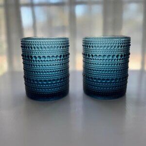 Fortessa Jupiter Cornflower Blue DOF Glasses 10oz Set of 2 Hobnail
